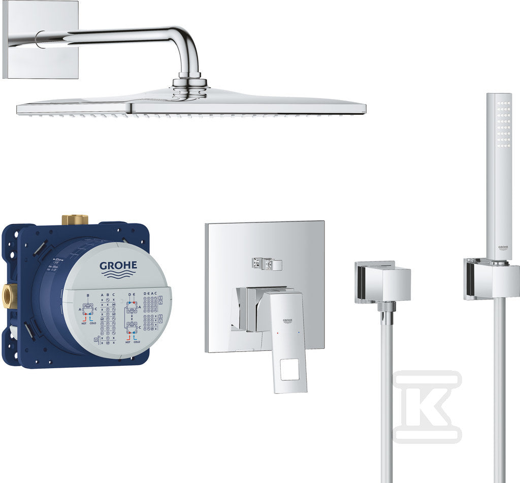 GROHE EuroCube douchesysteem met eengreepsmengkraan en Rainshower Mono 310 Cube
