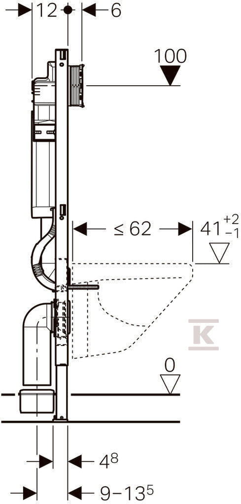 GEBERIT Frame (montage-element) Duofix voor toilet, Sigma 12cm, H112 111.320.00.