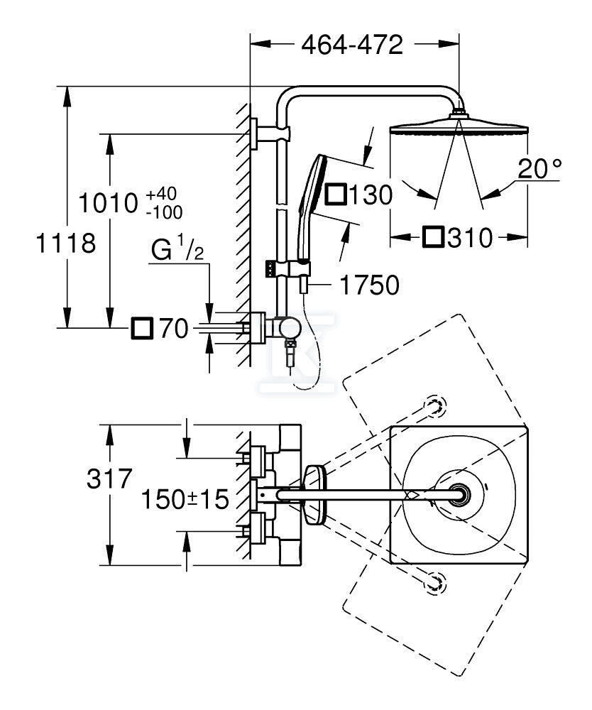 Grohe Rainshower SmartActive 310 Douchesysteem chroom 26649000