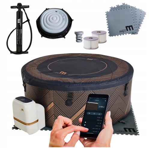 Opblaasbaar rond spabad voor 6 personen met hydromassage, 930 liter, 173x173x65 cm, wifi