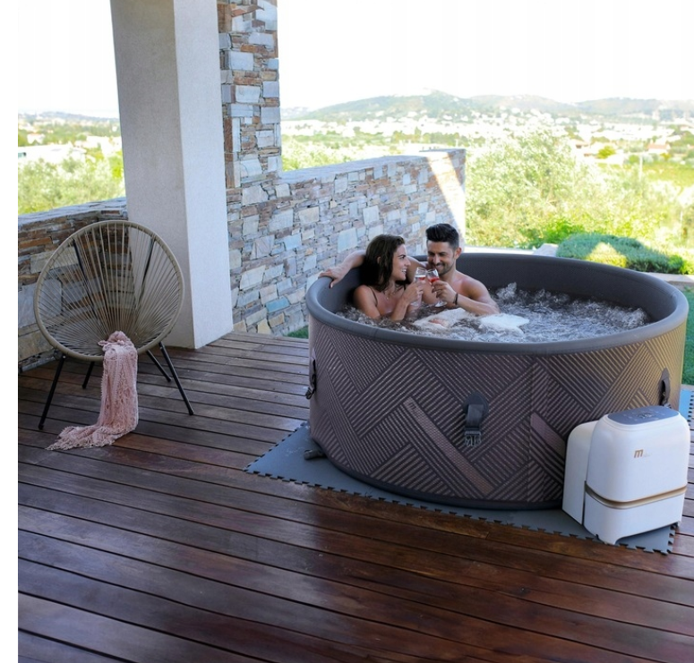 Opblaasbaar rond spabad voor 6 personen met hydromassage, 930 liter, 173x173x65 cm, wifi